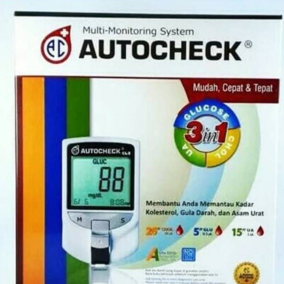 Alat Tes Gula Darah AutoCheck 3in1 GCU Gula Asam urat Kolestrol