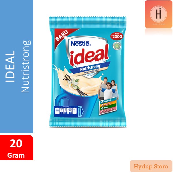 Susu Bubuk Nestle Ideal Nutristrong Vanilla Satuan & Renceng isi 10 Sahset @ 20 Gr