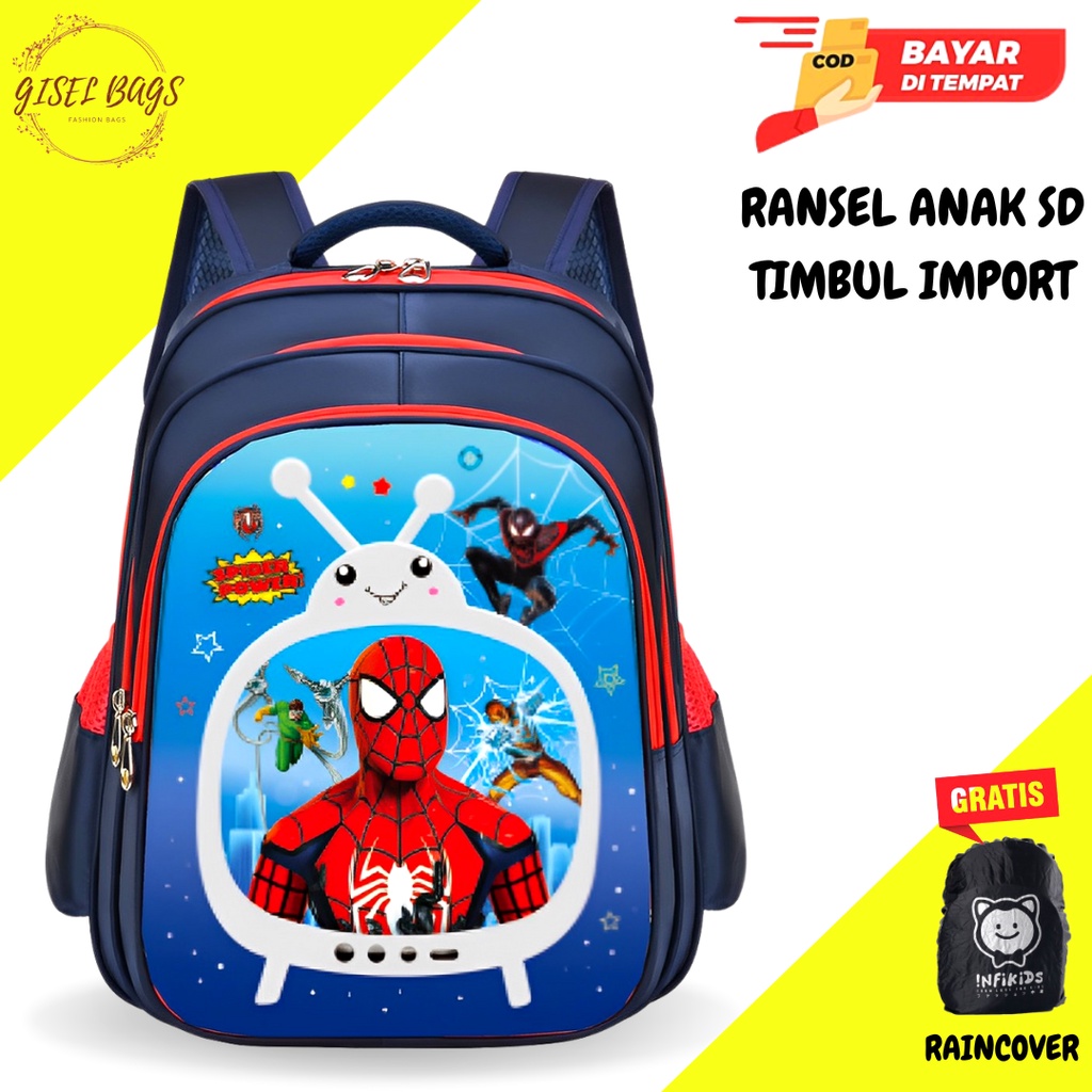 GSB Tas anak laki laki sekolah tk sd import gambar karakter superhero waterproof