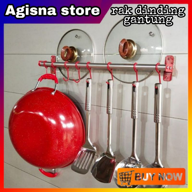 Rak Dapur Rak Dinding Stainless Steel Serbaguna Minimalis Modern Tempat Alat Dapur