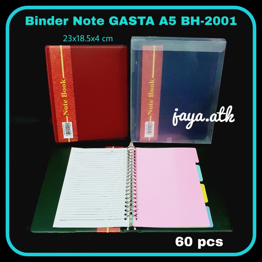 BINDER NOTE A5 PVC KULIT BINDER LOOSE LEAF 20 LUBANG RING BINDER RING A5 POLOS