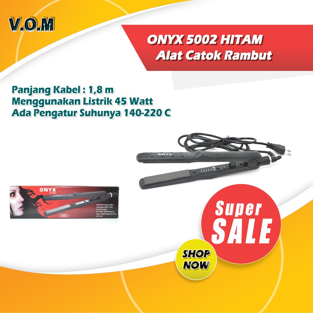 VOM ONYX 5002 HITAM Alat CATOK Rambut / CATOKAN Hair Iron Ceramic - 0258