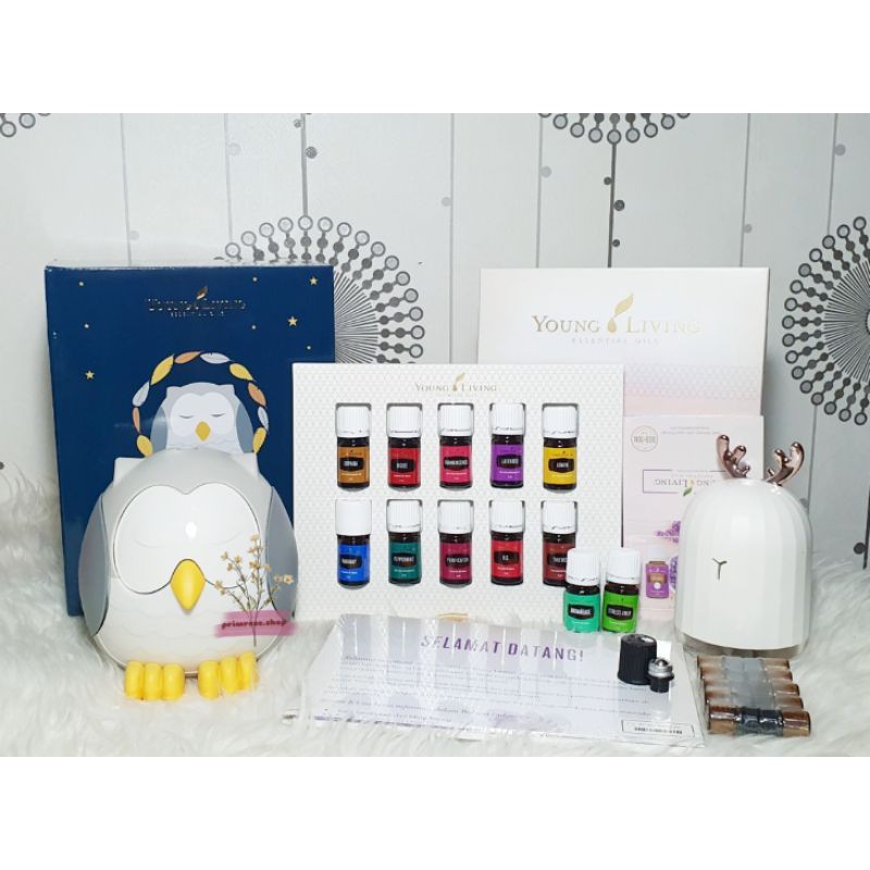 Young Living Premium Kit Owl Diffuser with 12 oils Free Member