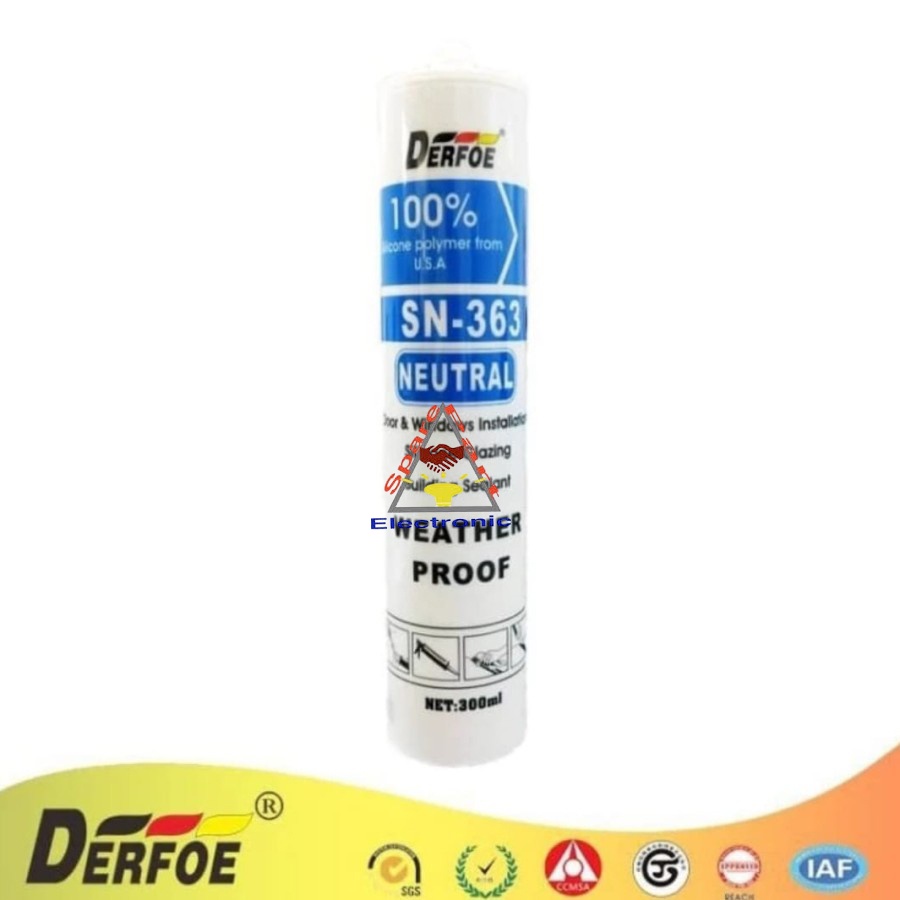 Lem Silikon Kaca Aquarium Derfoe - Lem Serbaguna Derfoe 300ml SN 363