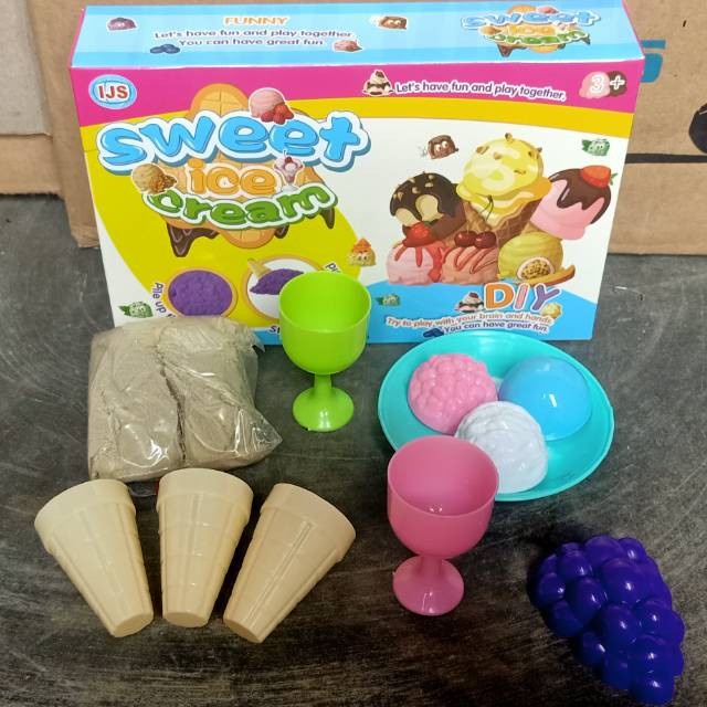 Mainan Anak Magic Sand Sweet Ice Cream / Mainan Pasir Ajaib Pasir Kinetik Es Krim