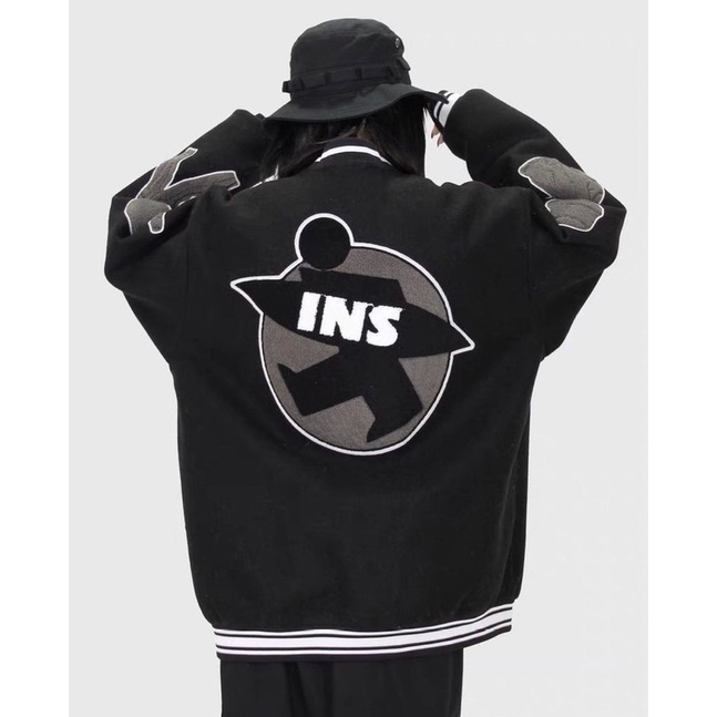 INS Jacket Baseball Varcity Wanita Oversize | Sweater Berkancing Full Sablon Model Terbaru Korean Style Jacket Stylish