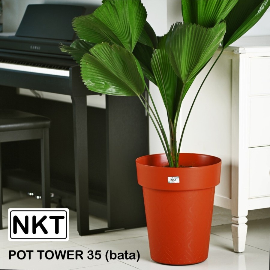 Pot bunga | POT tower 35 NKT | Pot tinggi | POT NKT l warna bata