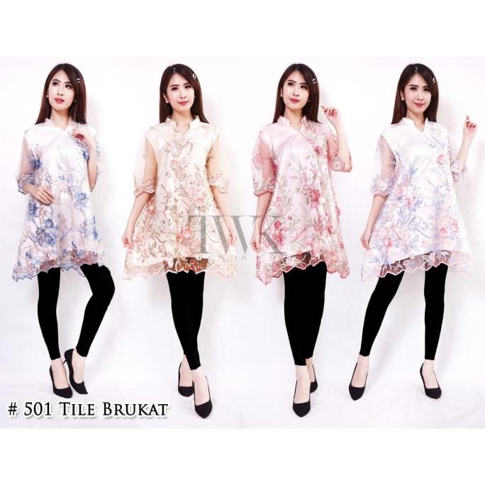 Baju Tunic Tile Brukat Atasan Wanita