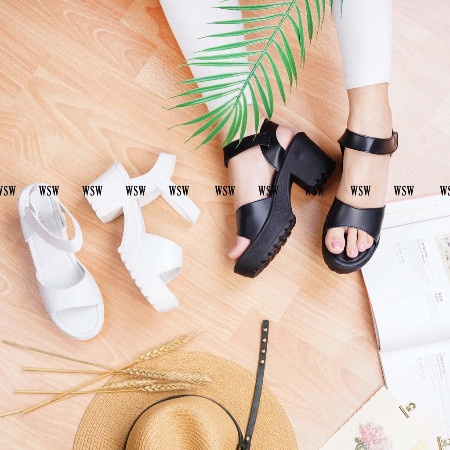 WSW - Wedges Wanita Tinggi MORYMONY SLOP - Hitam, 36