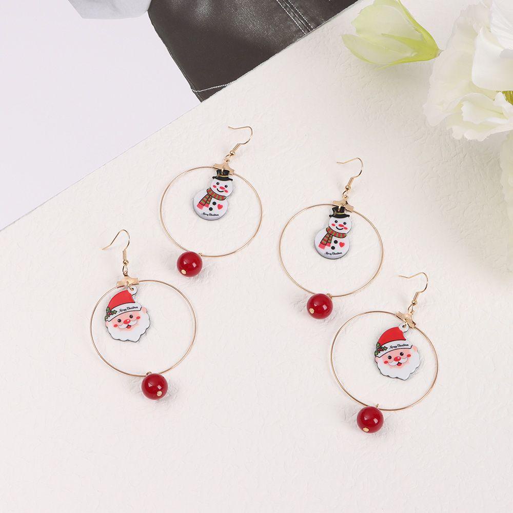 Lily 1pasang Natal Hoop Besar Liontin Anting Hadiah Wanita Gadis Multicolor Perhiasan Aksesoris Telinga Menjuntai Earrings