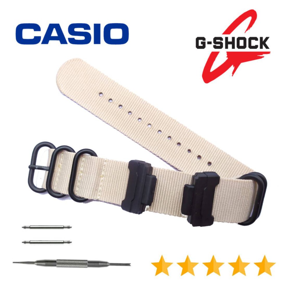 STRAP TALI JAM TANGAN CASIO G-SHOCK KANVAS ZULU ADAPTER CREAM