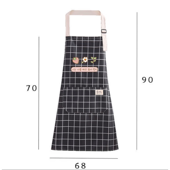 Celemek Masak Anti Air Apron Dapur Chef Barista Waiters Coffe Shop Motif Kotak Kotak Waterproof