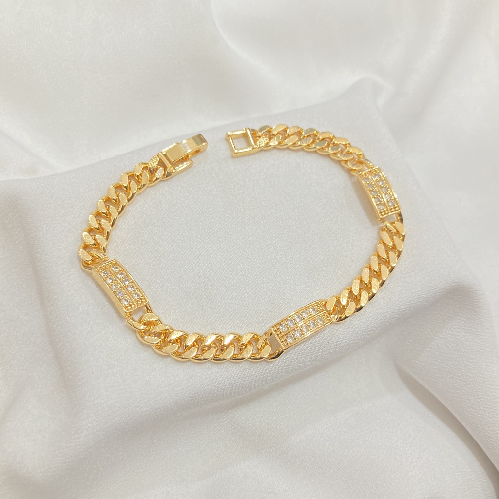 Gelang Tangan Wanita Model Plat Lapis Emas Aksesoris Perhiasan 18K