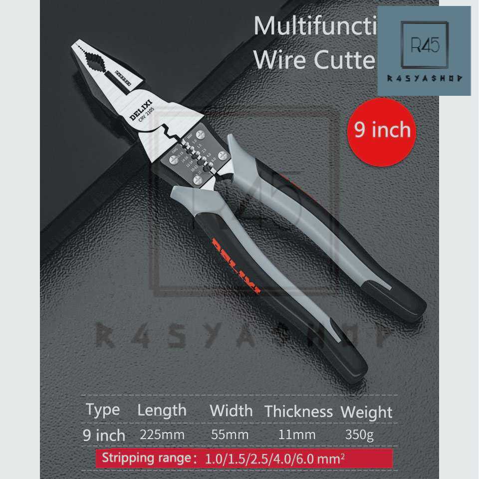 DELIXI Tang Pemotong Kawat CRV Multifungsi Wire Cutter 9 inch