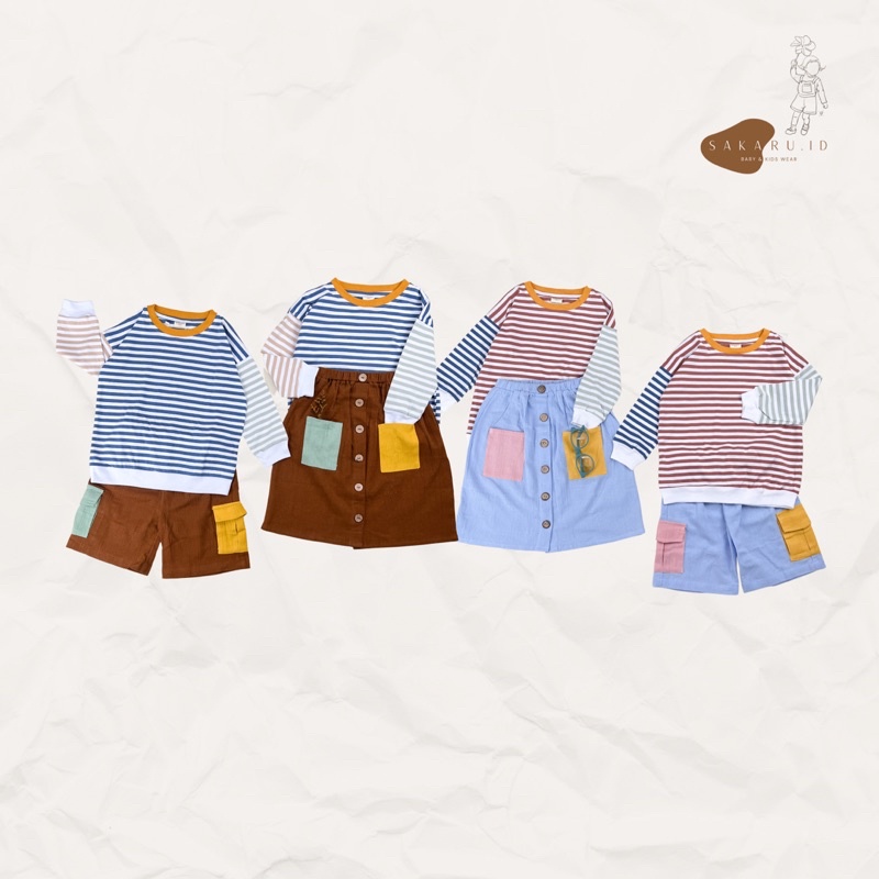 SAKARU - CALIE & MILIE SET - UNISEX BABY KIDS TODDLER COUPLE GIRL GIRLS BOY BOYS BAJU SETELAN ANAK C
