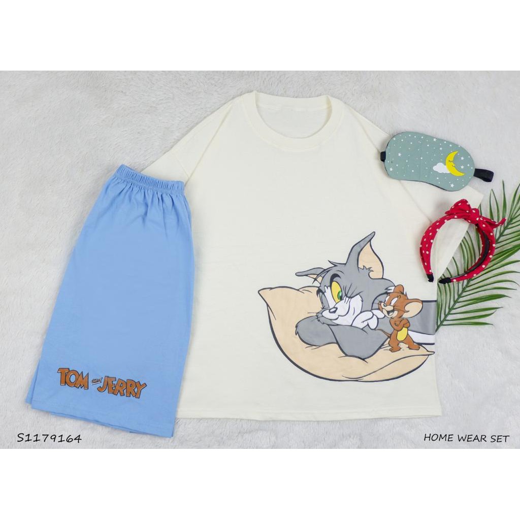 POPURI | Piyama LD120 5 (Baju + Celana) Tidur Lucu Katun Combed Hotpant Wanita Jumbo BT21 Chimmy BTS