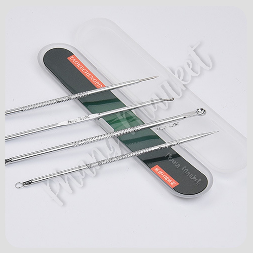 Alat Pencet Pencetan Pemencet Pingset Pinset Jarum Jerawat Komedo Stainless Steel Set