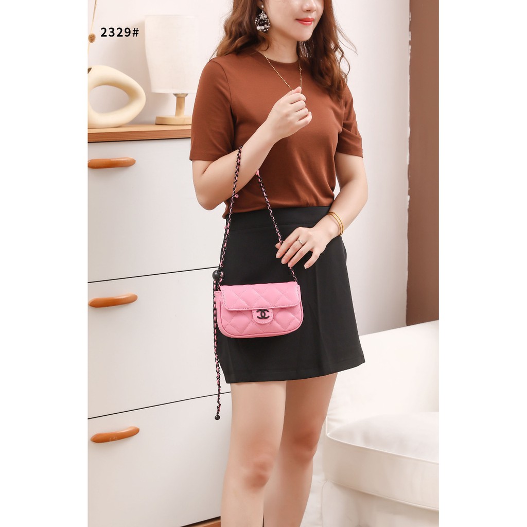 YYY 09 JUN 116  Mini Flap Bag Caviar Skin With  Selempang Adjustable Ball Black Chain 2329