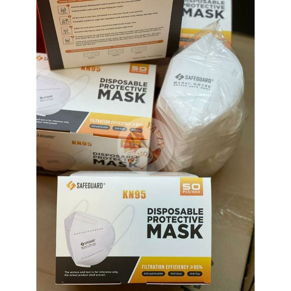 Masker KN95 SAFEGUARD Isi 50pcs/Disposable Protective Mask KN95 Safeguard/Masker Kesehatan