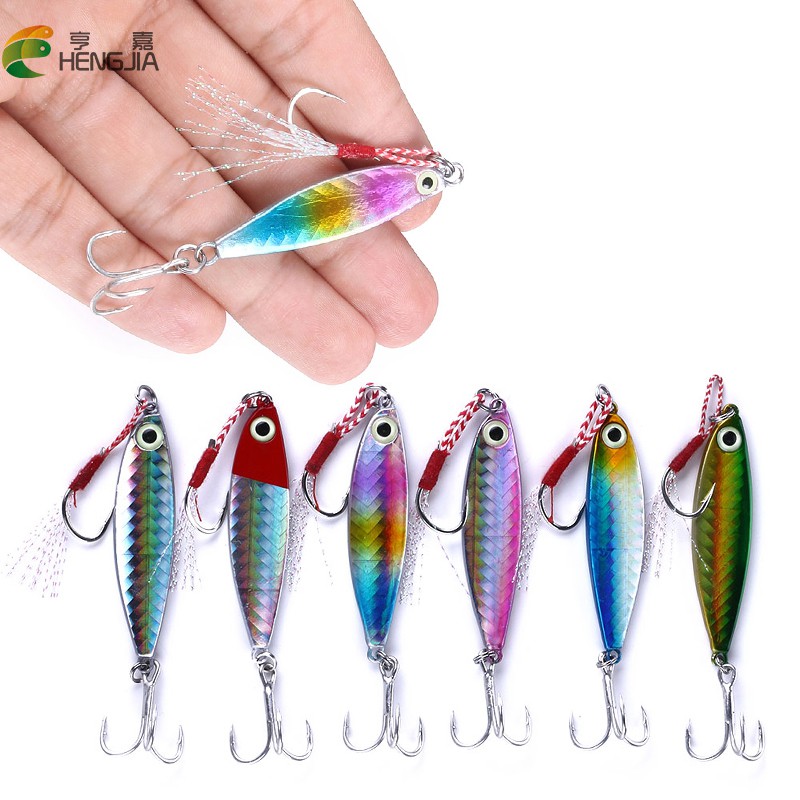 HENGJIA New 1pcs Metal Jig Umpan Pancing Swimbait 7g/10g/15g/20g Laser Fishing Lure Bait Ikan Kail