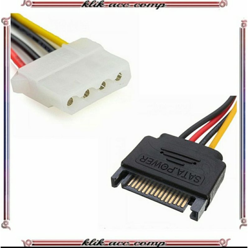 kabel pawer sata molex 4pin male to 15pin female / kabel power sata