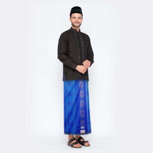 Sarung BHS Classic Silver Motif Kawung Lampion Biru
