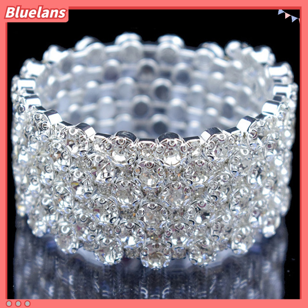 Bluelans Gelang Bangle Cubic Zirconia Multi Baris Untuk Wanita