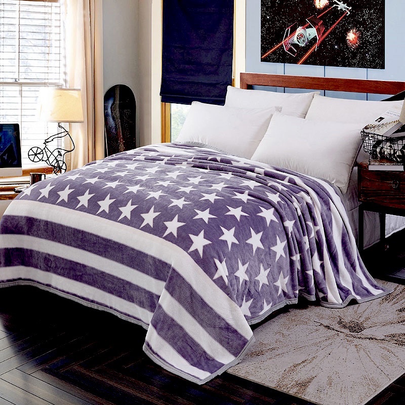 Selimut Bulu Halus 140x190 Motif Dewasa Aesthetic Blanket Termurah Terlaris Berkualitas New Arrival-Bintang Violet