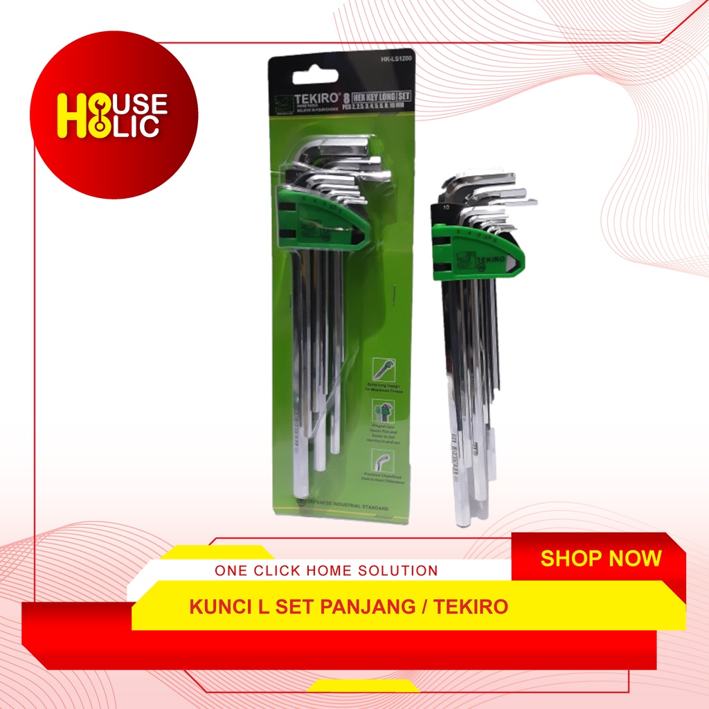 TEKIRO Kunci L Panjang Set 8 Pcs / Hex Key Long