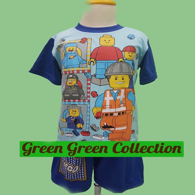 Piyama kaos anak premium lego movies blue/red