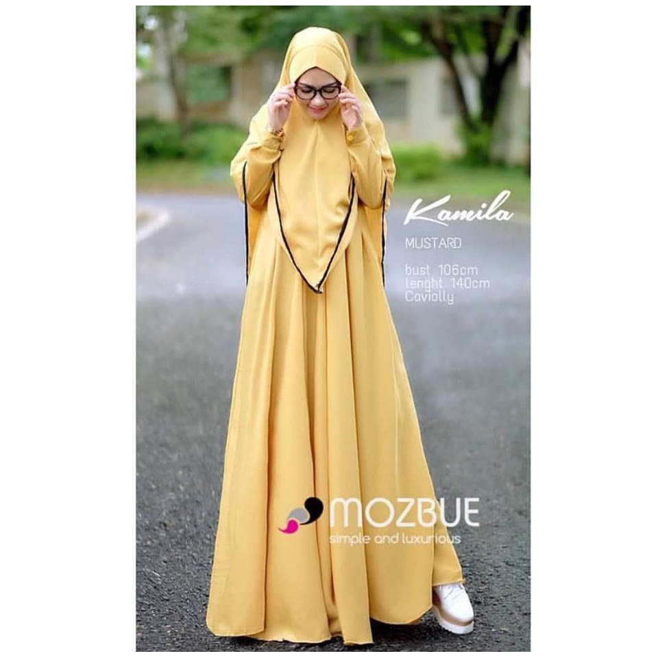 Kamila Syari Set Khimar | Gamis Terbaru Kamila Syari Yellow