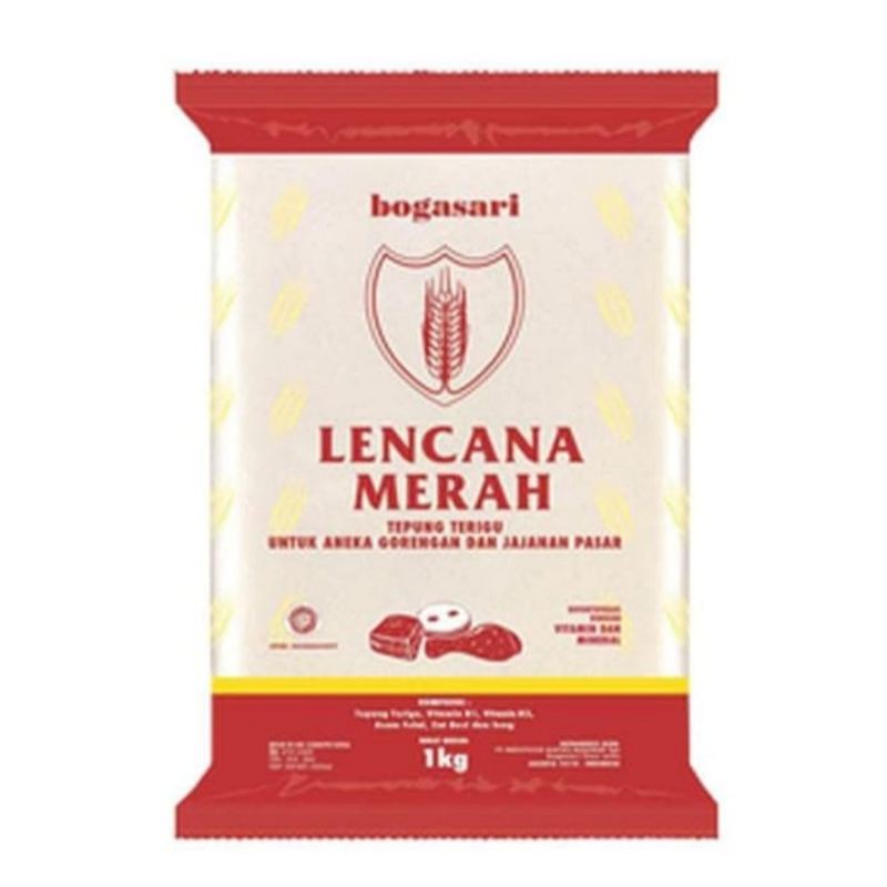 

Tepung Terigu Lencana Merah Bogasari 1 kg dus isi 12 kg Protein Rendah Dos Karton