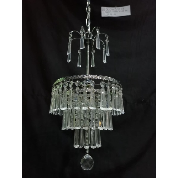 Lampu gantung kristal hias classic gold led 4003 frame mahkota