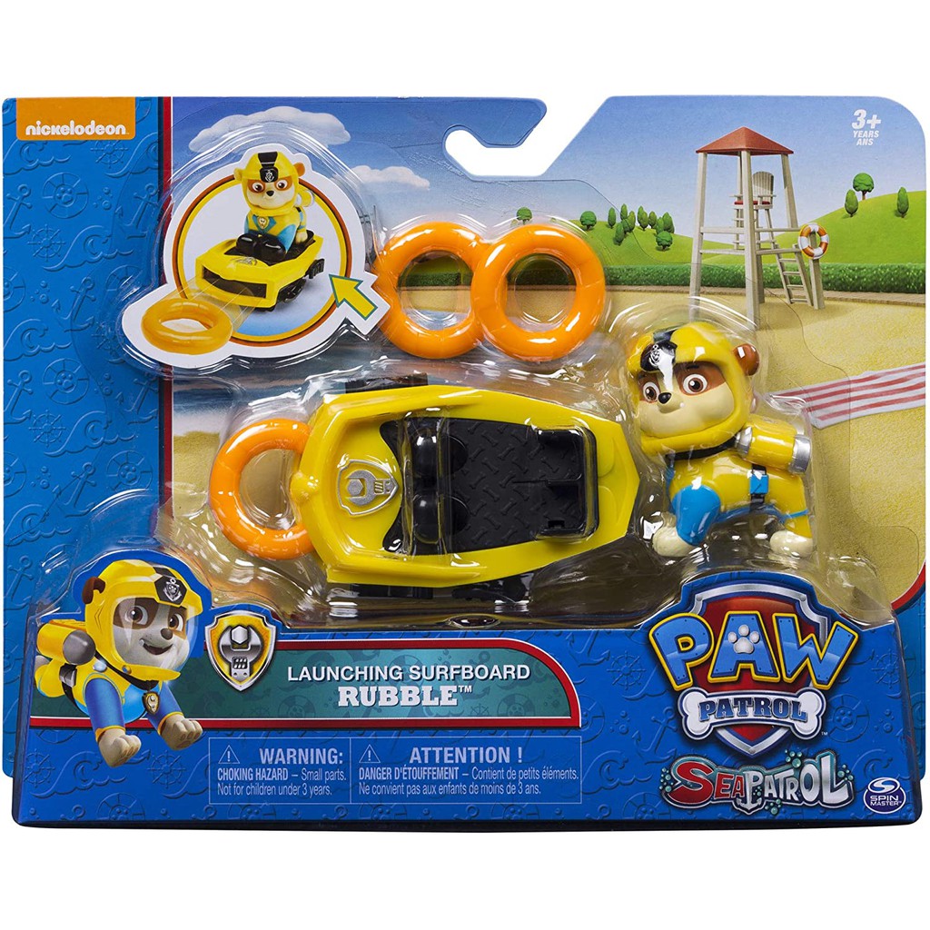 PAW PATROL LAUNCHING SURFBOARD RUBBLE ORIGINAL SPIN MASTER