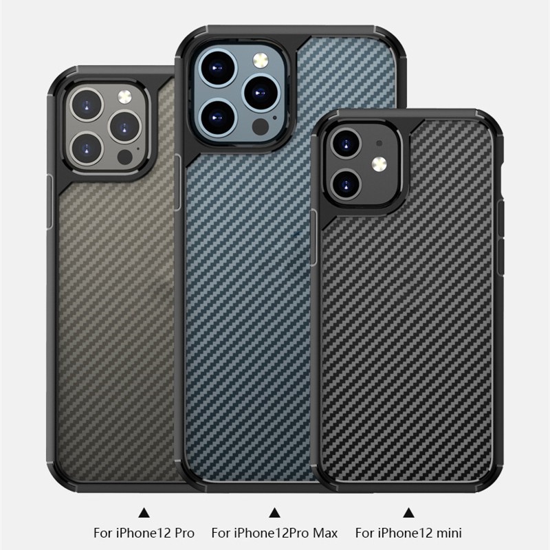 Soft Case Pelindung Bahan Carbon Fiber Transparan Untuk Iphone 11 12 Pro Max X Xs Max Xr 7 8 Plus Se 2020 12 Minicase