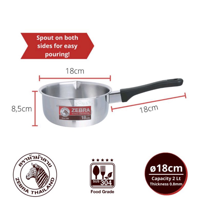Panci Susu Stainless Panci Saus Panci Masak Panci Zebra Panci Mie Sauce Pan Zebra 18cm 166308 Zebra 