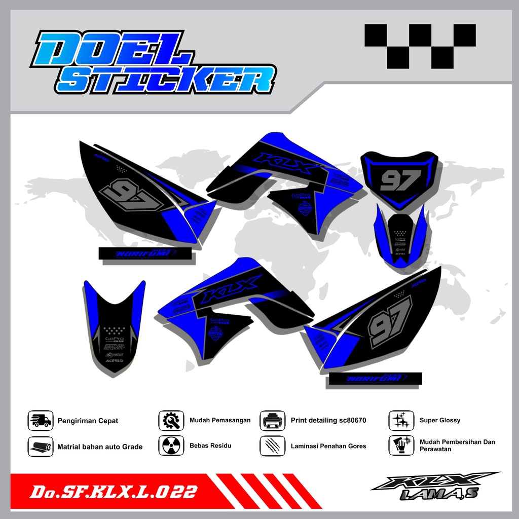 Sticker Striping Honda KLX L , S Lama List Variasi Hologram , Crome Doel 022