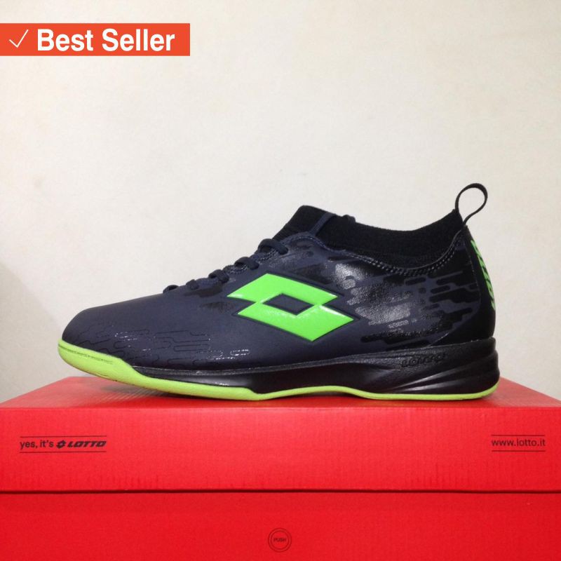 Sepatu Sport Olahraga murah awet kuat / Sepatu Futsal Lotto Veloce IN Blade Black Green L01040003