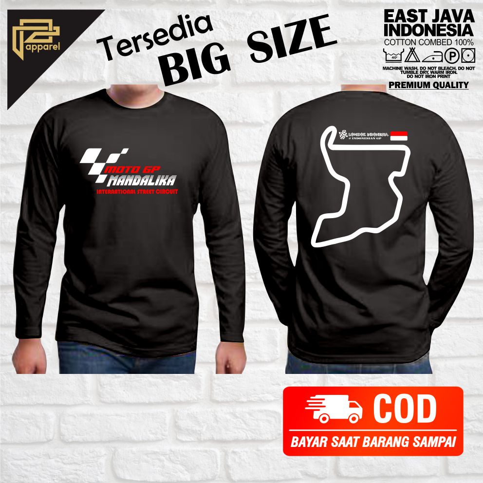 kaos moto GP MANDALIKA terbaru lengan panjang bahan adem/big size/jumbo/p apparel