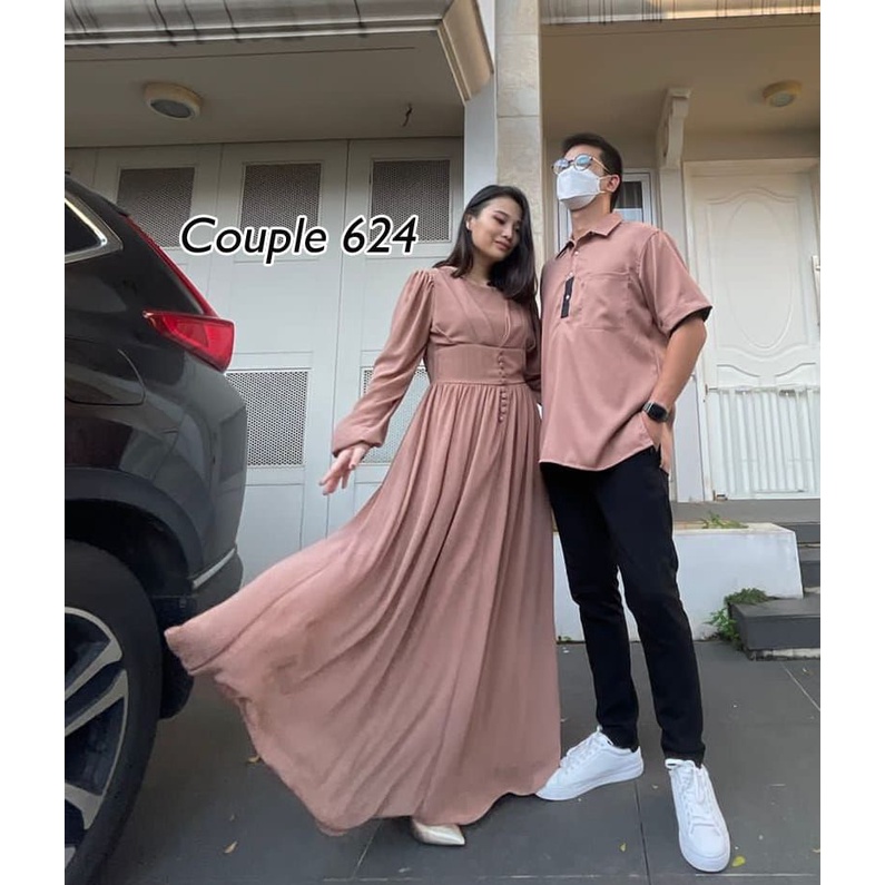 COUPLE624#Gamis+Kemeja/Fashion Couple/Couple Lebaran