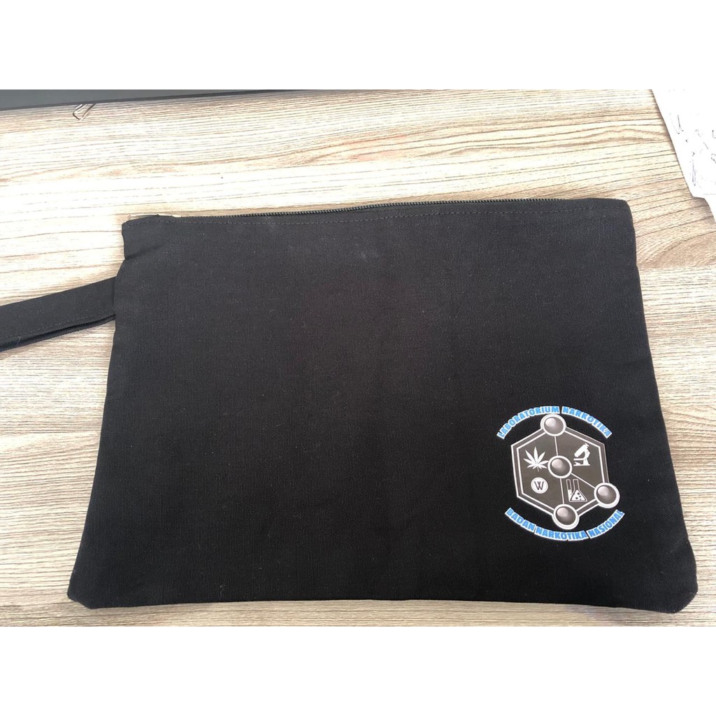 [SUDAH DIPESAN] SOUVENIR POUCH BABY CANVAS KANVAS HITAM BATIK SABLON POLYFLEX