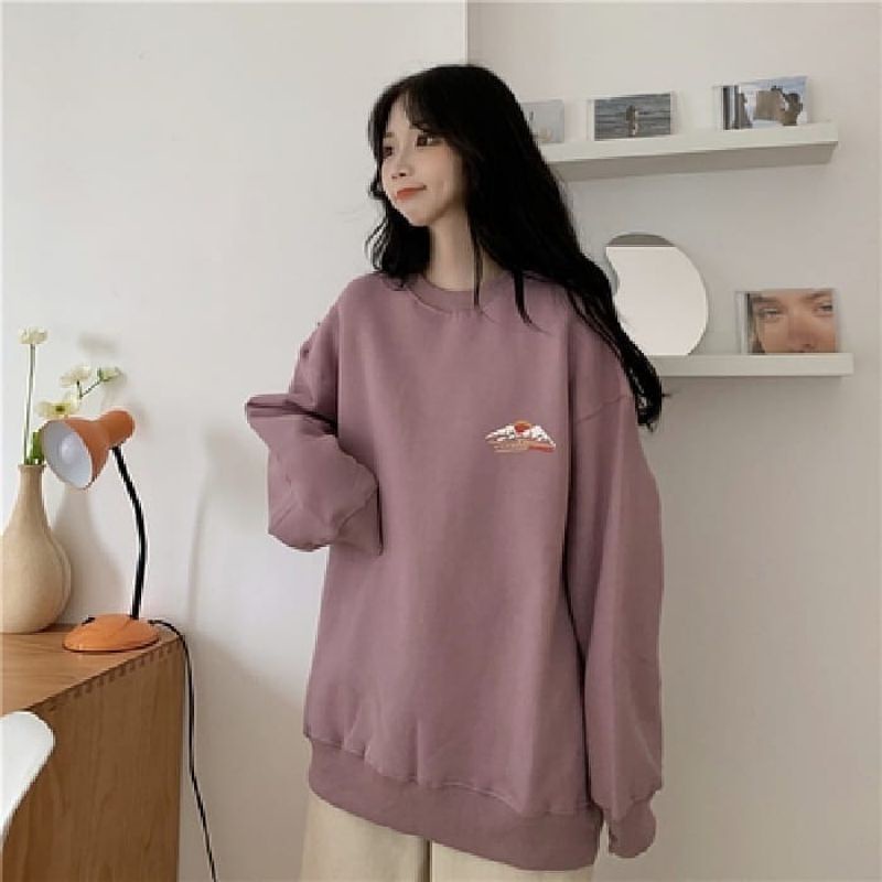 Jaket sweater Crewneck oversize pakaian pria wanita Outerwear Korean Style LAZY WOMEN