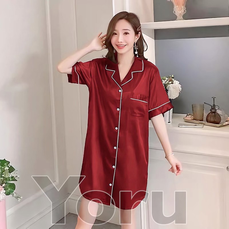 Pamelo Daster satin/baju tidur/daster murah Tunik Velvet Satin-6