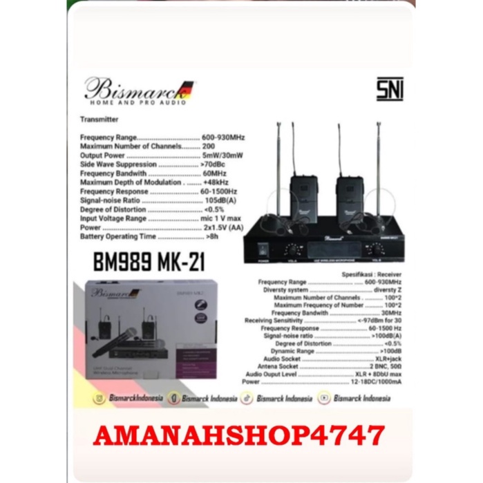 MIC WIRELESS BISMARCK BM989 MK21 - 2 clip