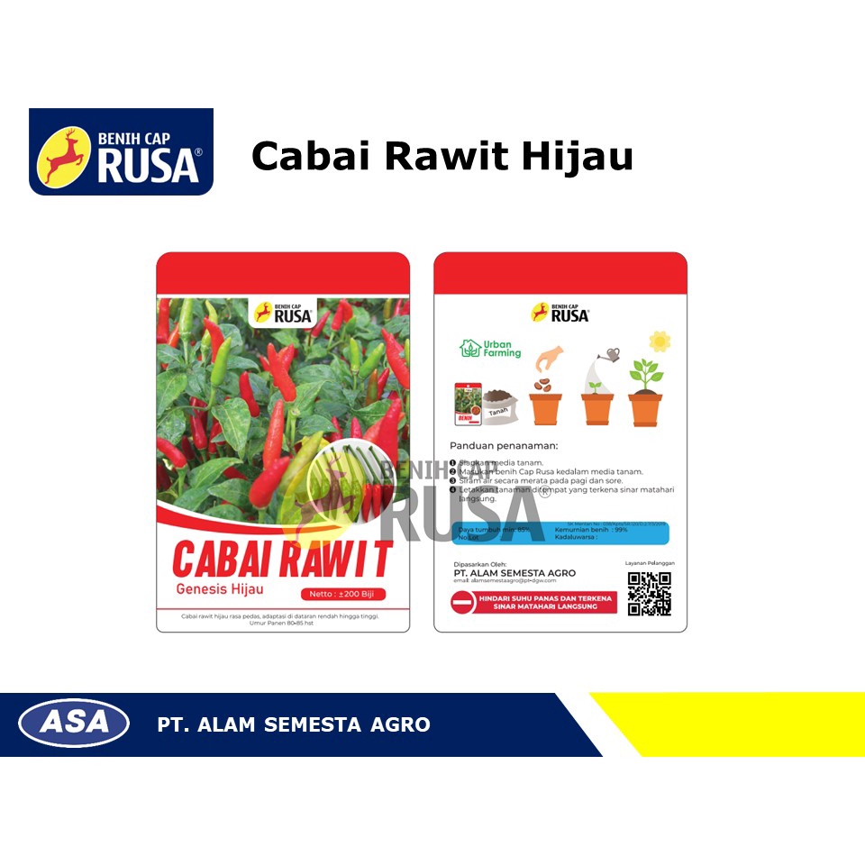 Benih Cap Rusa Cabai Rawit Genesis Hijau Urban Pack 200 Biji