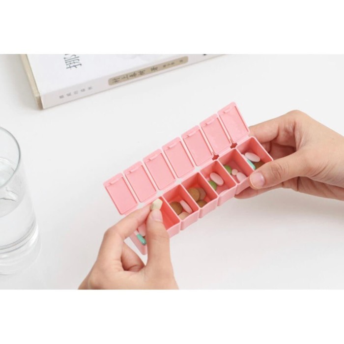 UNNISO - Kotak Pills Obat / Tempat Obat 7 Grid / Pil Case Pil Kotak Obat Mini