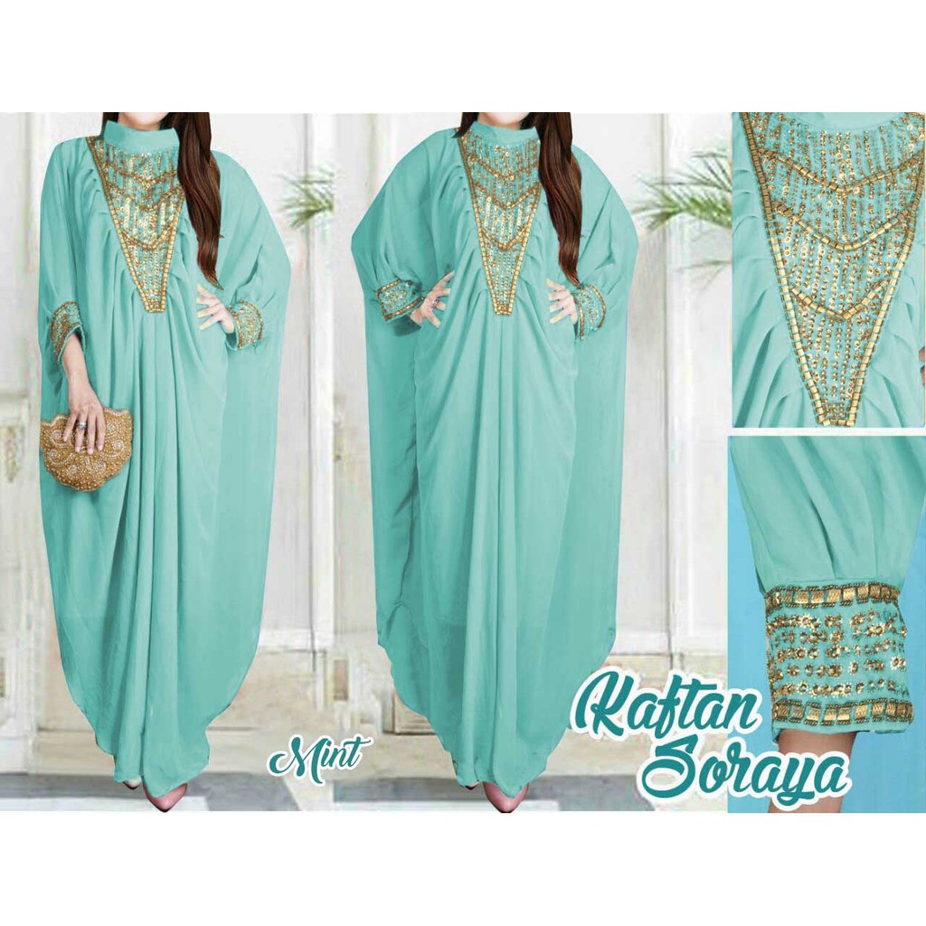 Arnis Soraya Kaftan Jumbo full Payet Gold Mewah