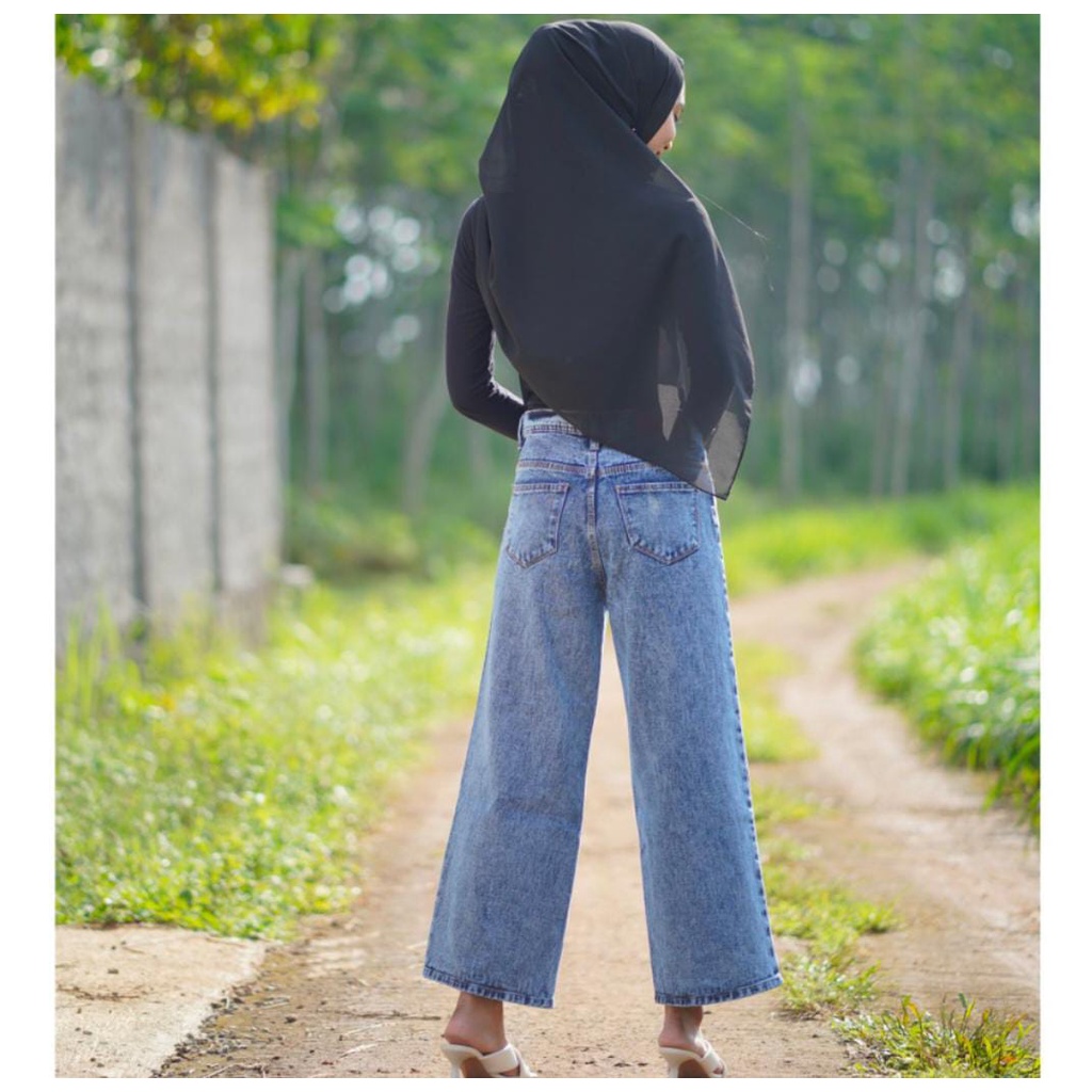 CELANA WANITA KULOT JEANS HIGHWAIST PANJANG