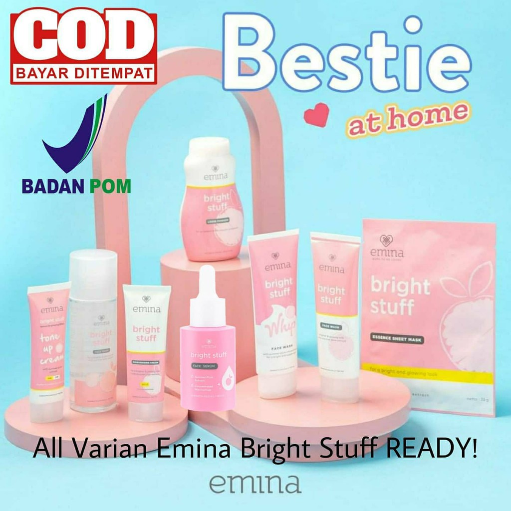 Jual Sepaket Emina bright stuff | FREE MASKER WAJAH/SESUAI STOCK YANG
