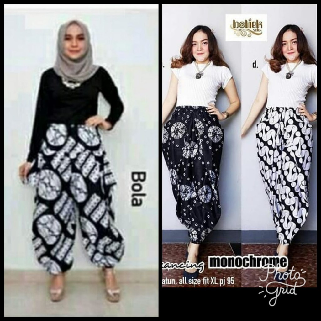 Celana Joger Aladin Monochrome Motif Batik Wanita Jogger Pants Kekinian Panjang Casual Bawahan Kondangan Kerja Modis